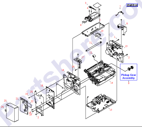 HP parts picture diagram for C9126-00001, C9126-40003, C9126-60103, C9138-60001, C9138-60002, RK2-0185-000CN-C, RM1-0832-000CN-C, RK2-0185-000CN, RM1-0833-030CN, RM1-0834-030CN, RM1-0835-020CN, C9126-60103-R, Q2658-67901, Q2660-00002, RM1-0832-000CN, RM1-0836-020CN, RC1-2195-000CN, C9126-60103-C, RA0-1444-000CN, RA0-1452-000CN, 0515-2908, RK2-0185-000CN-R, RM1-0832-000CN-R